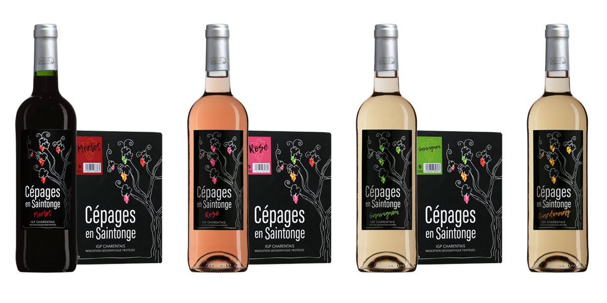 Cépages en Saintonge : Merlot, Rosé, Sauvignon, Chardonnay